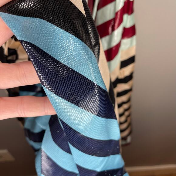 NWT Diane von Furstenberg Striped Sleeveless Waist Tie Draped Midi Dress Size 0 - Picture 4 of 10